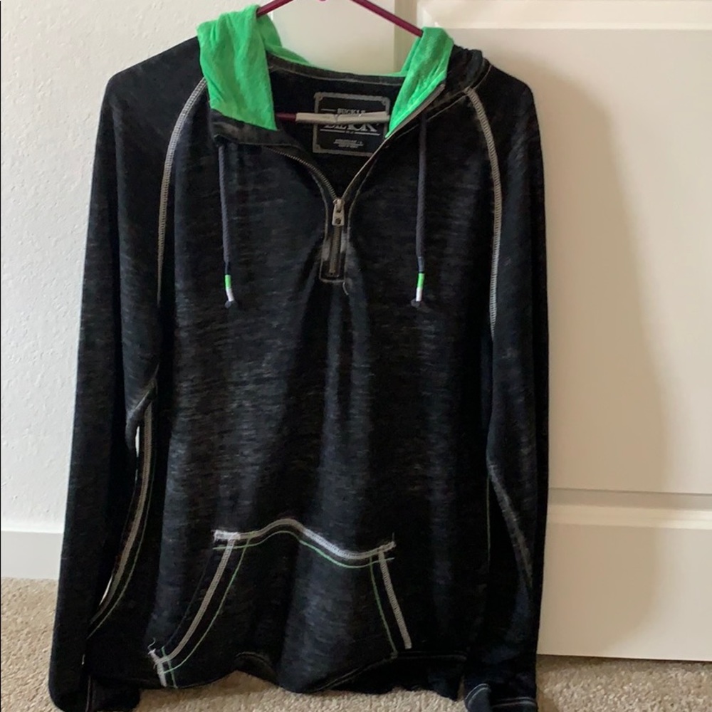 Buckle Black distressed hoodie (1/4 zip)